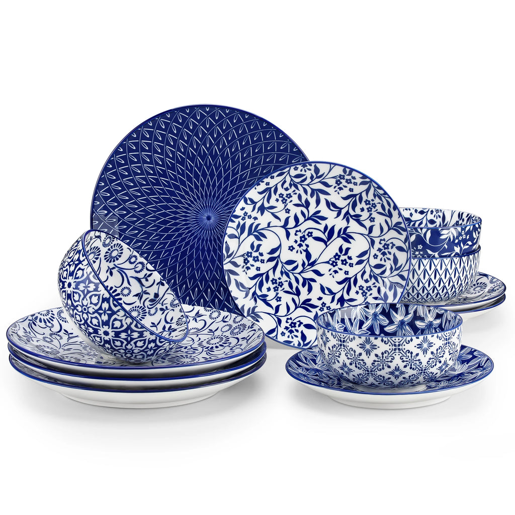 Vancasso Chinese Blue & White Porcelain Dinnerware Set