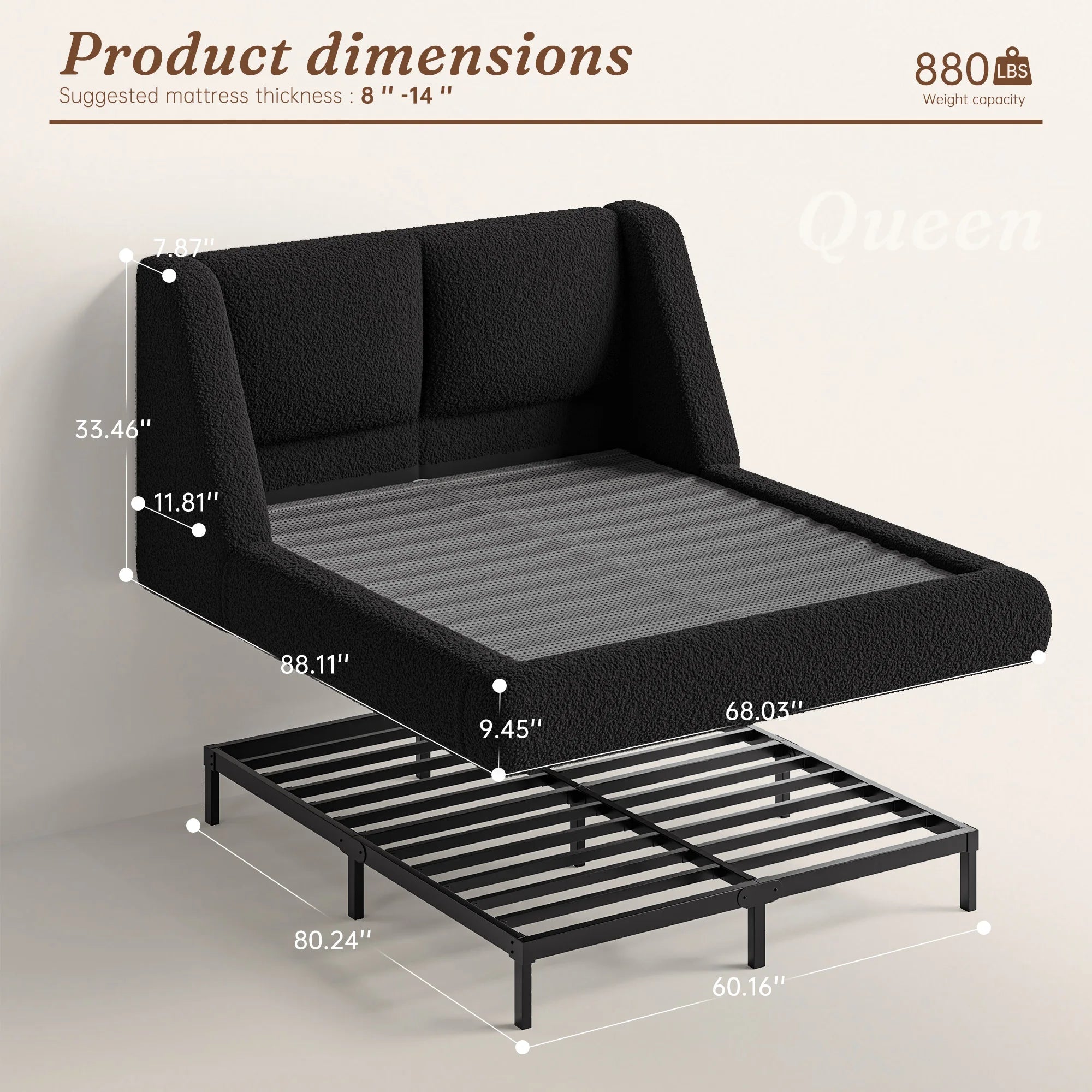 Mirehaven Bouclé Cloud Platform Bed