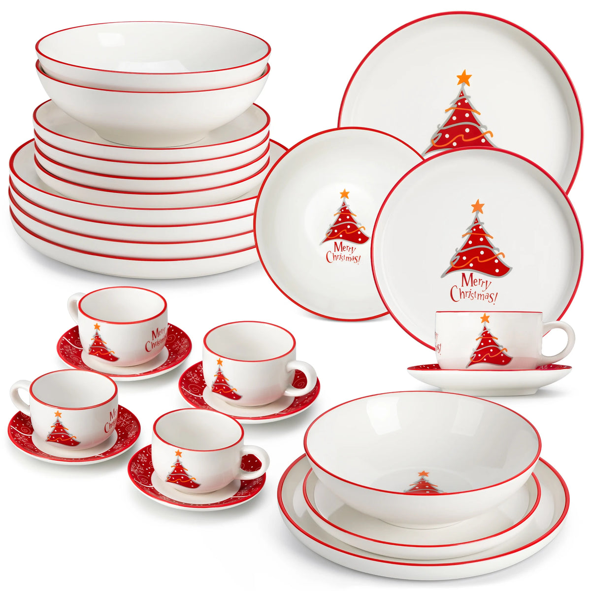 MALACASA Holiday Garland Porcelain Dinnerware