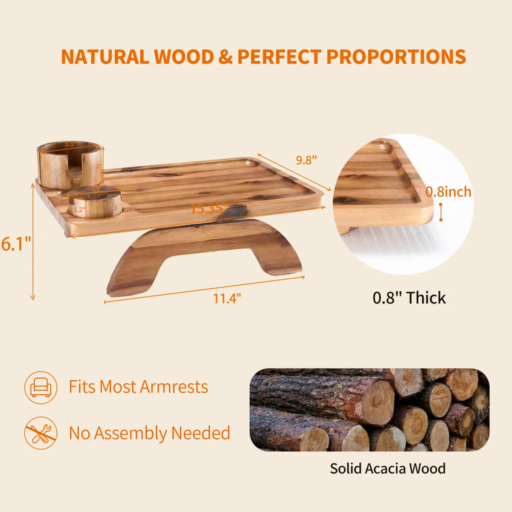Taverton Acacia Wood Sofa Arm Tray