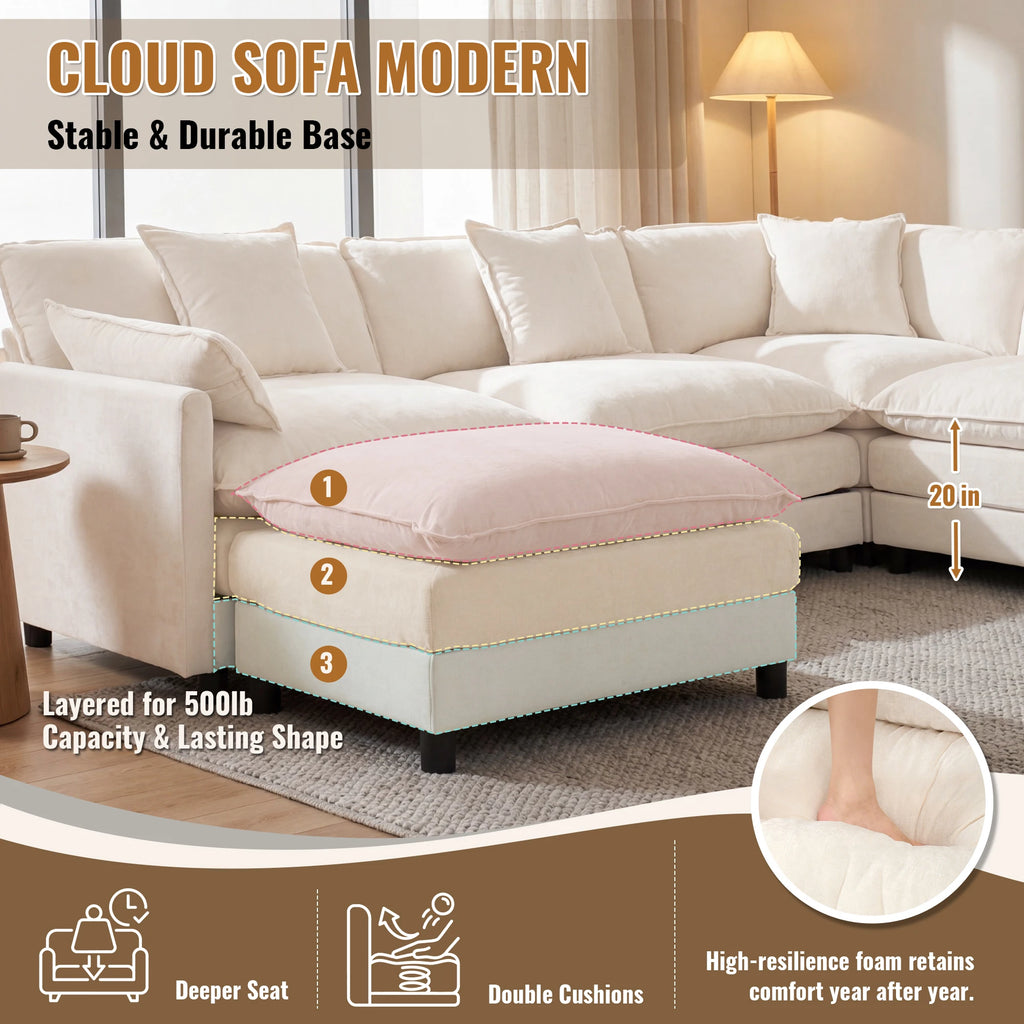 Rosecote Chenille Modular Sectional with Ottoman