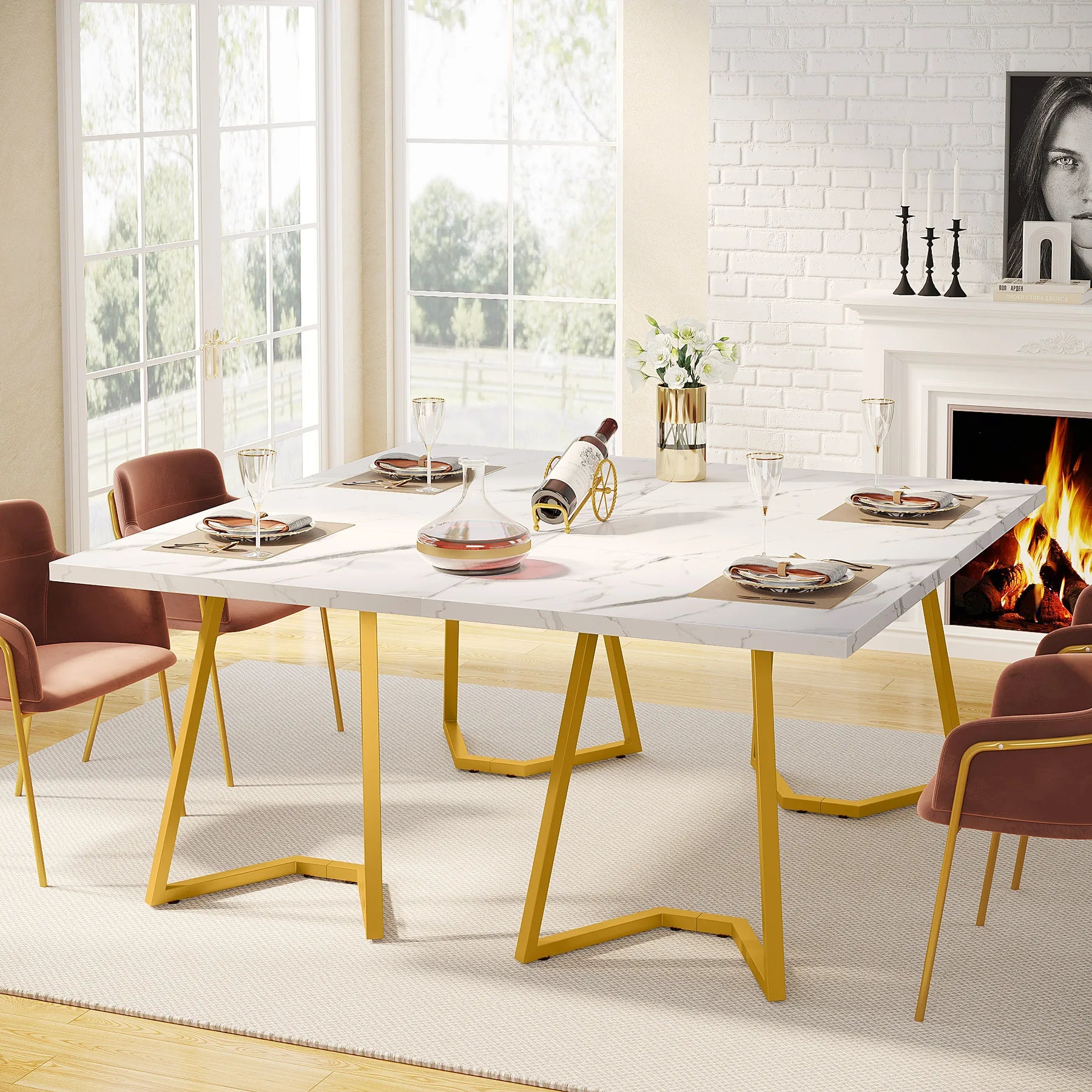 Aureum Faux Marble Dining Table
