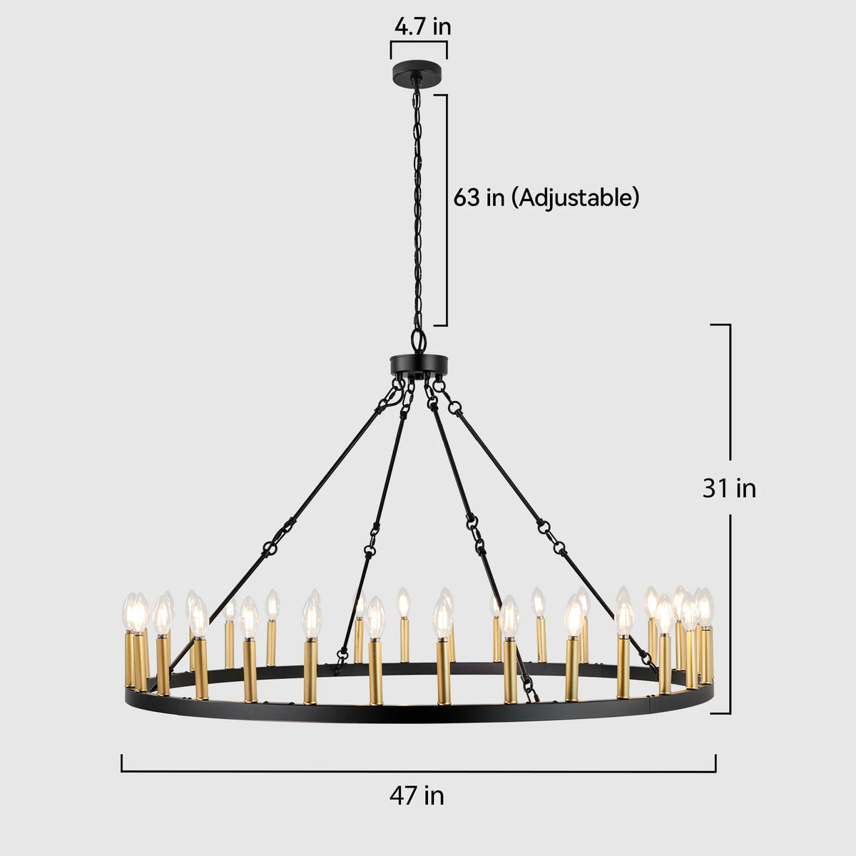 Montara 47-Inch Gold Tiered Wagon-Wheel Chandelier