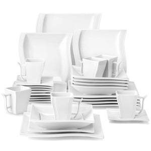 MALACASA Flora White Porcelain Dinnerware Set – 30/60 Pieces