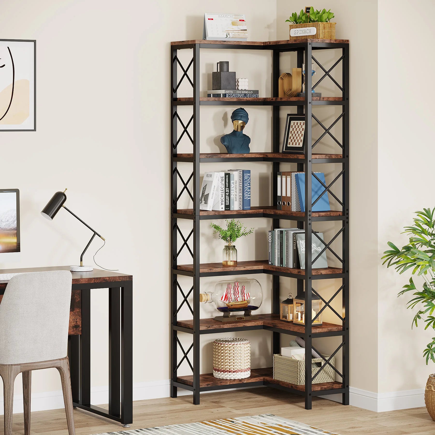 Kito 7-Tier Corner Bookcase