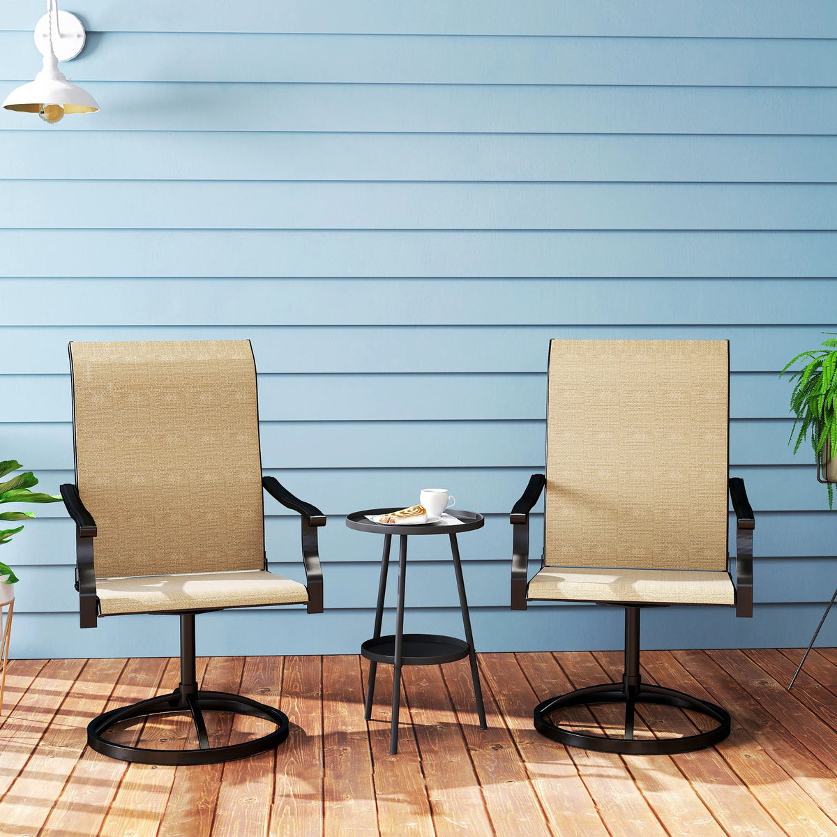 Mistrielle Swivel Patio Chairs, Set of 2 - Brown
