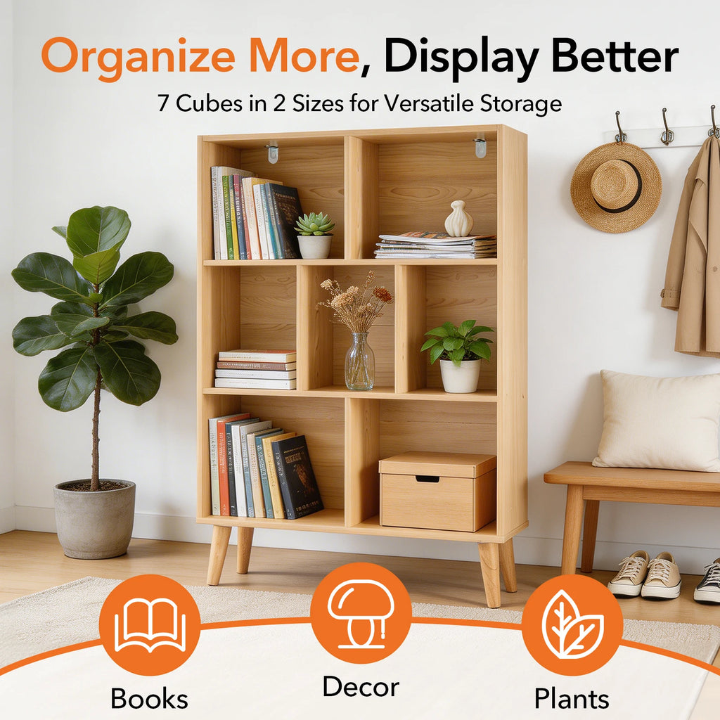 Pearlarc 3-Tier 7-Cube Bookcase