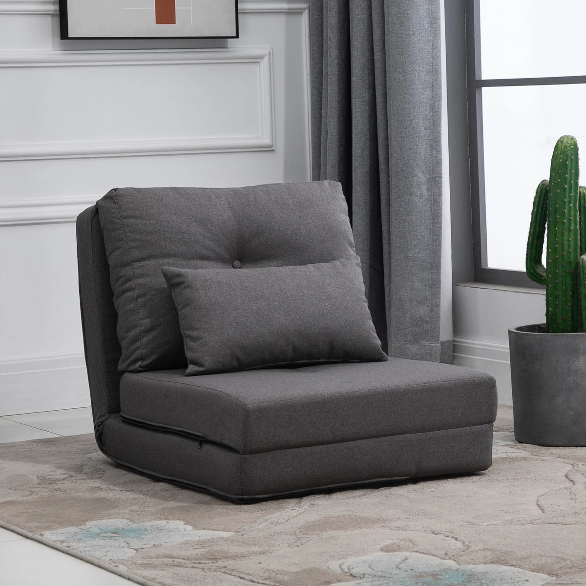Foldcrest Convertible Floor Sofa Bed - Dark Gray