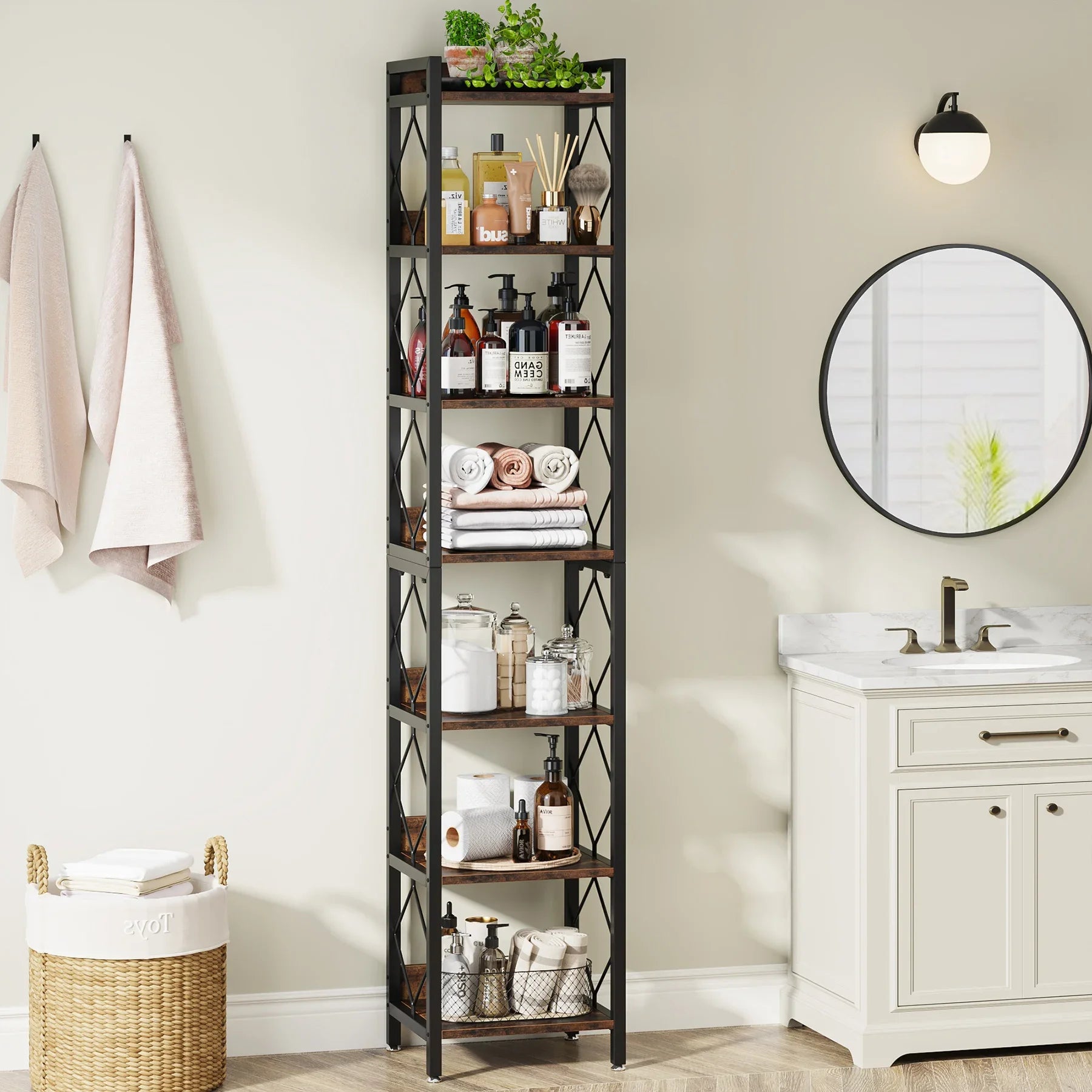 Ayo 7-Tier Narrow Bookcase