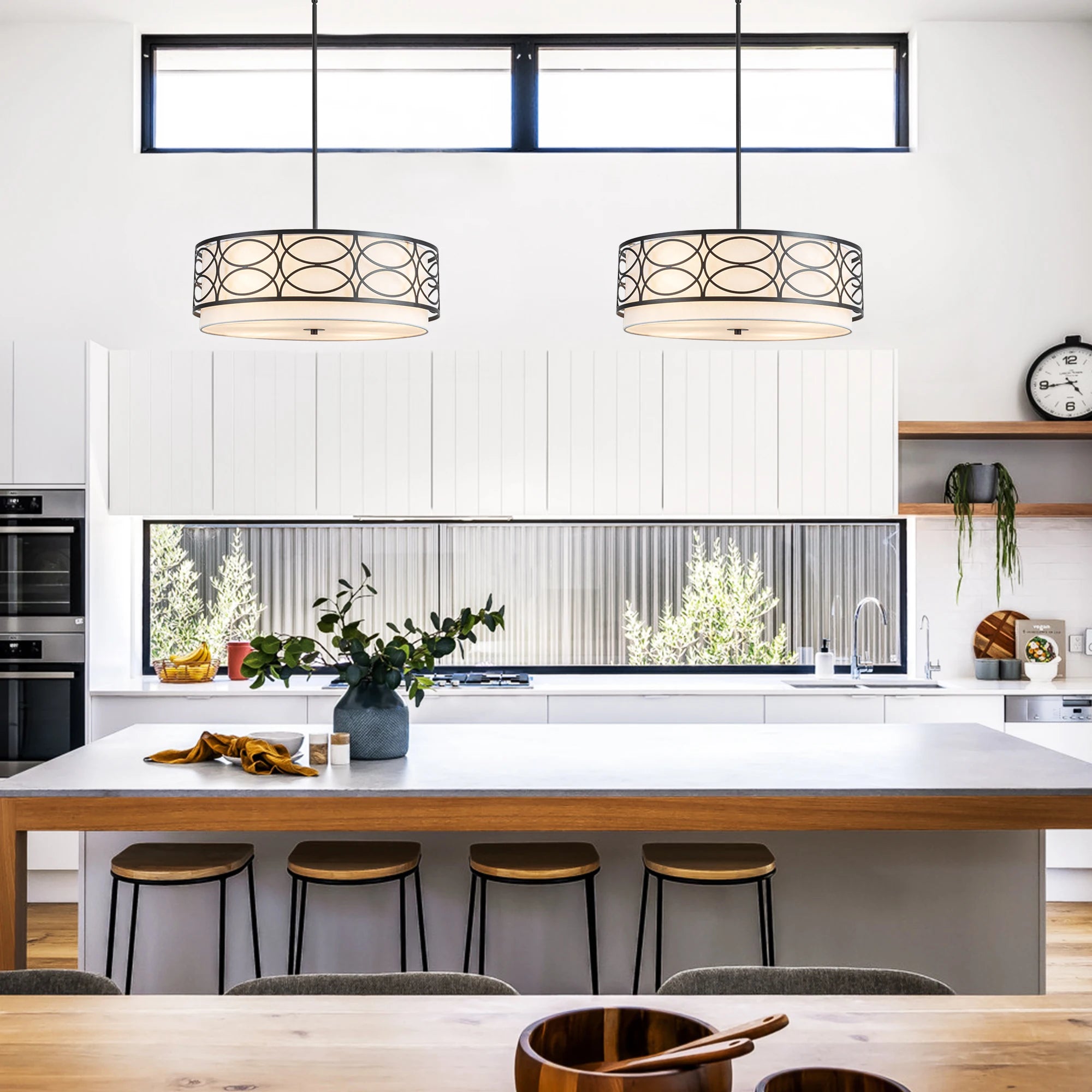 Noirwell 3-Light Black Drum Chandelier