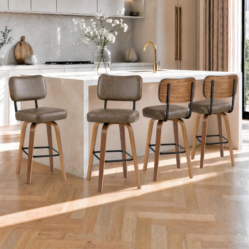 Ravello Bentwood Swivel Counter Stools, Set of 3