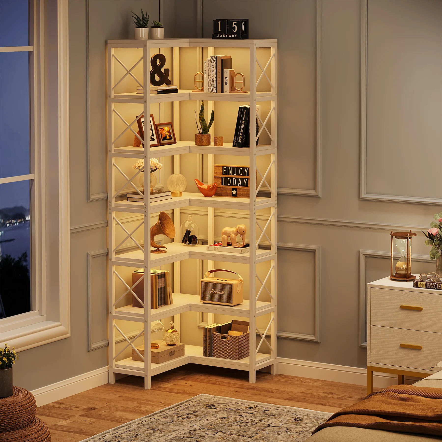 Kito 7-Tier Corner Bookcase