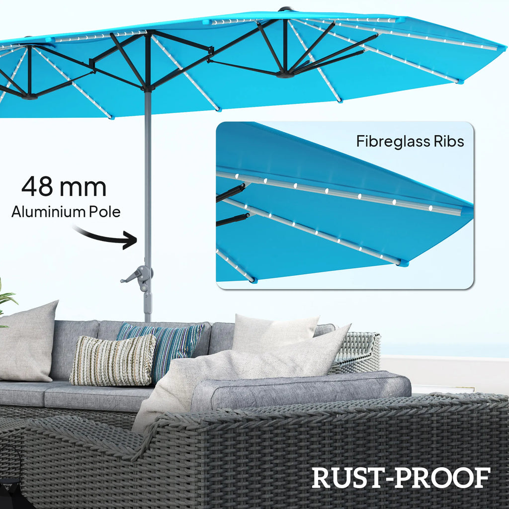 Bluehaven 15′ Solar LED Patio Umbrella – Blue