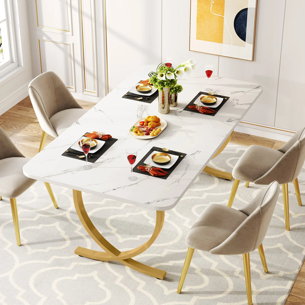 Aureum Faux Marble Dining Table