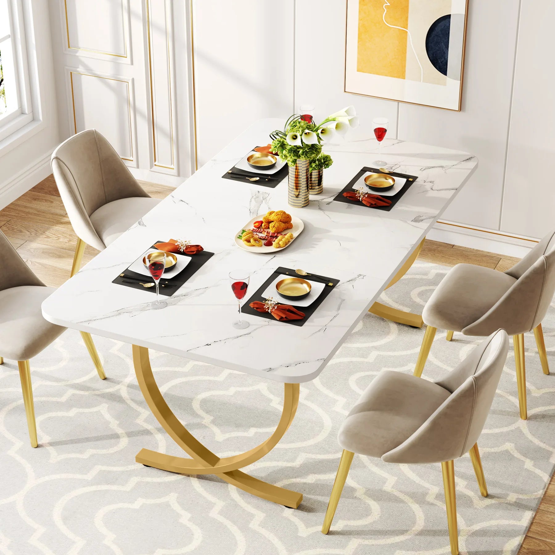 Aureum Faux Marble Dining Table