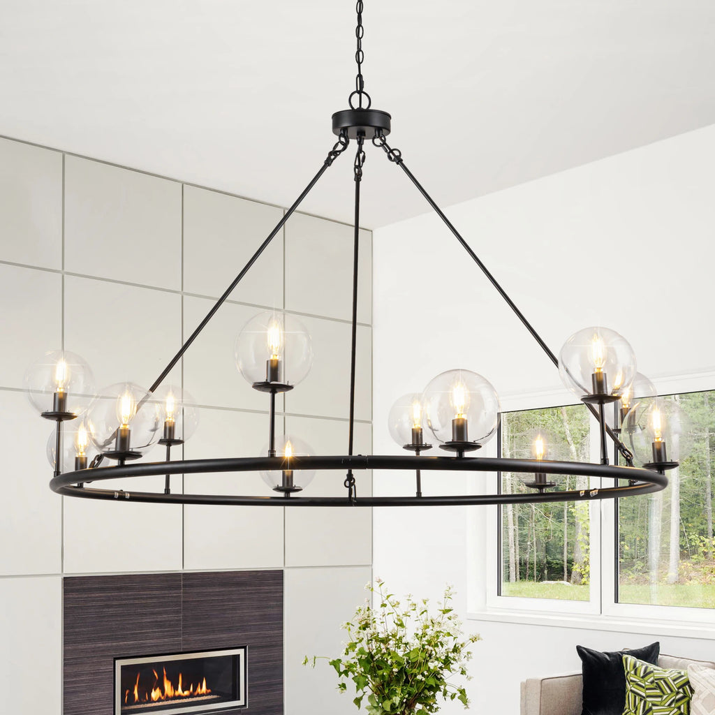 Stonegate Rustic Black High-Ceiling Chandelier