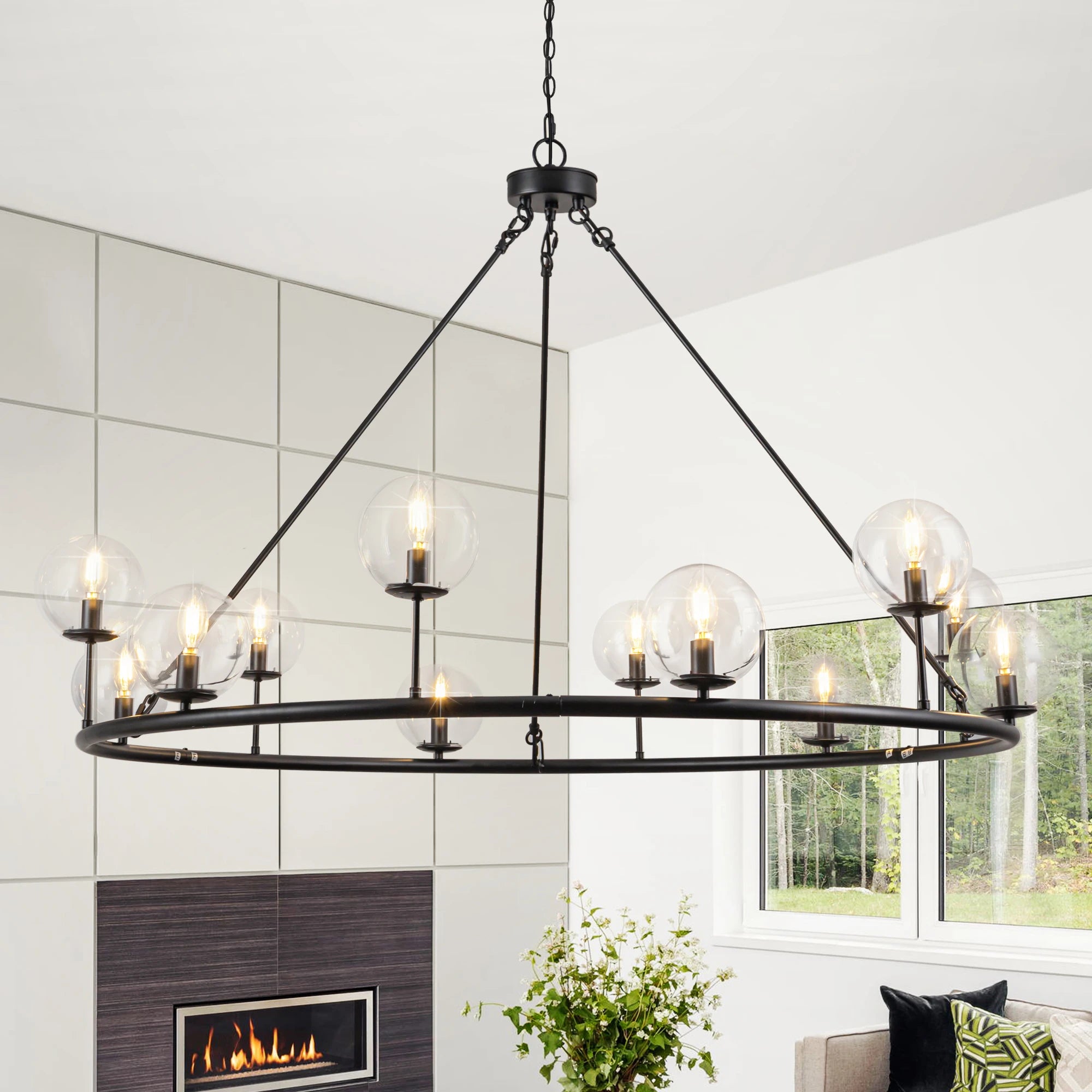 Stonegate Rustic Black High-Ceiling Chandelier