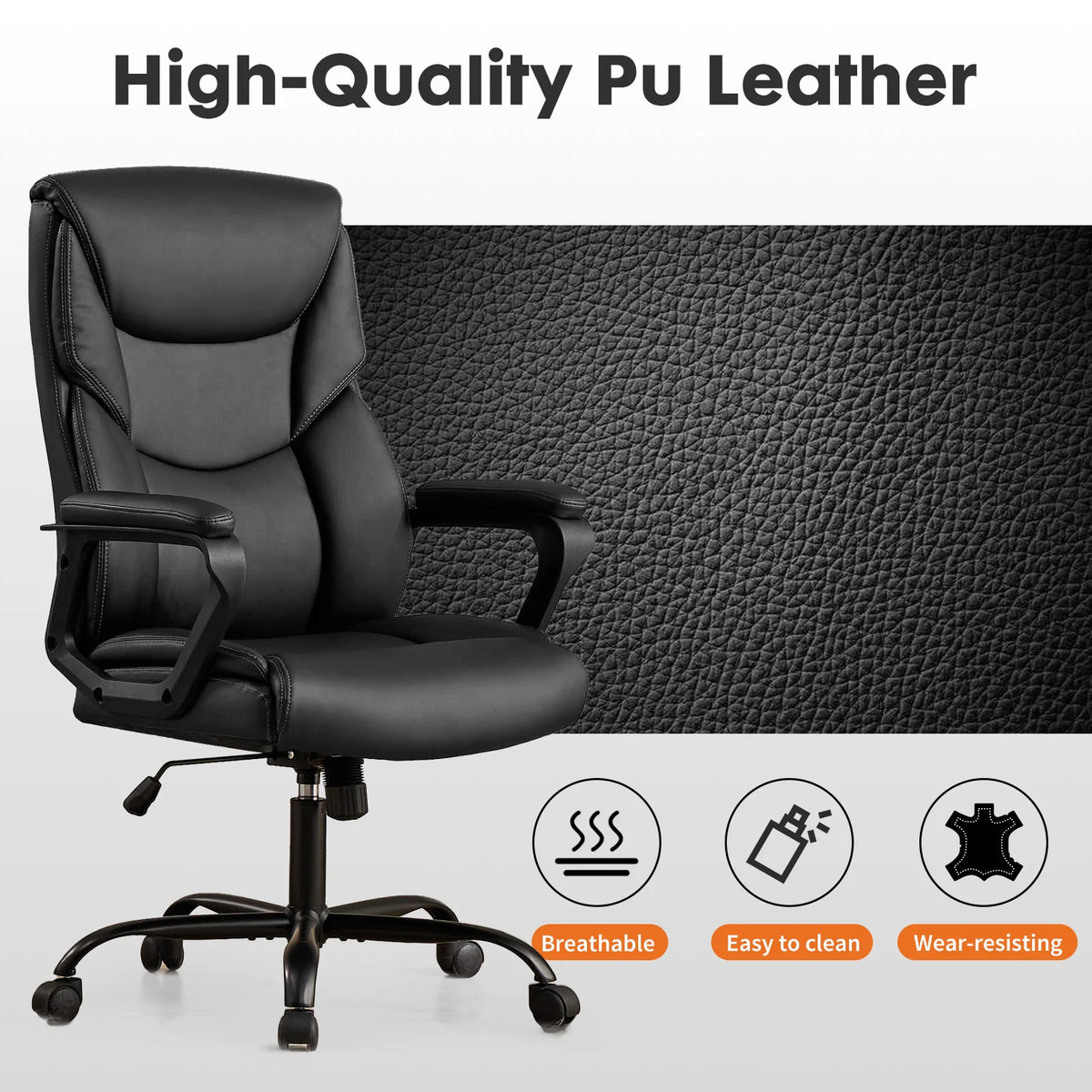 Opalline PU Leather Office Chair with Flip-Up Arms