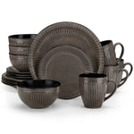 Load image into Gallery viewer, VANCASSO Eliga Stoneware Dinnerware Set – 16/32 Pieces, Black-Grey or Dark Brown
