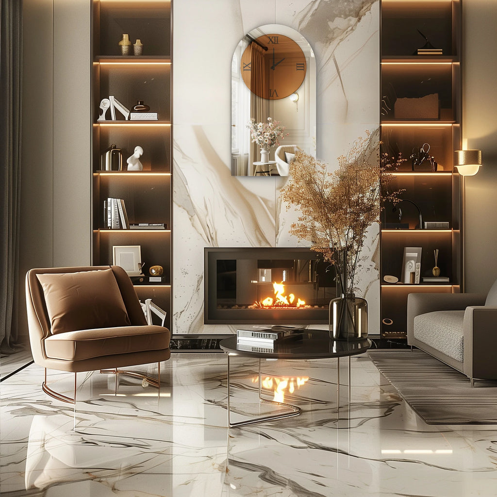 Rovena Arched Mirrored Wall Clock