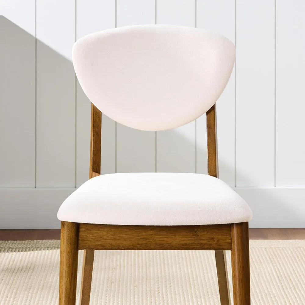 Mid-Century Upholstered Wood Dining Chairs – Set of 2
