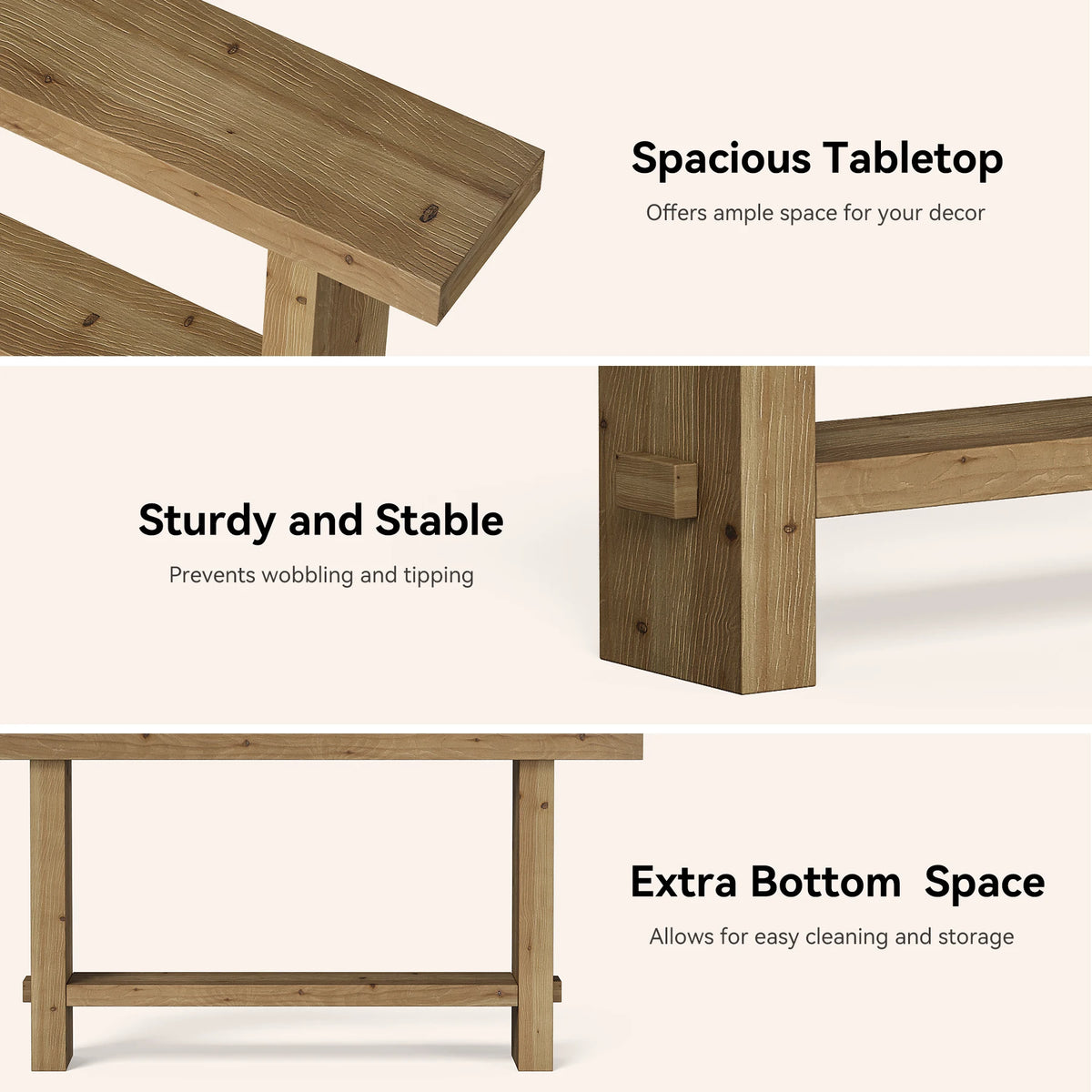 Cloverlark Solid Wood Console Table