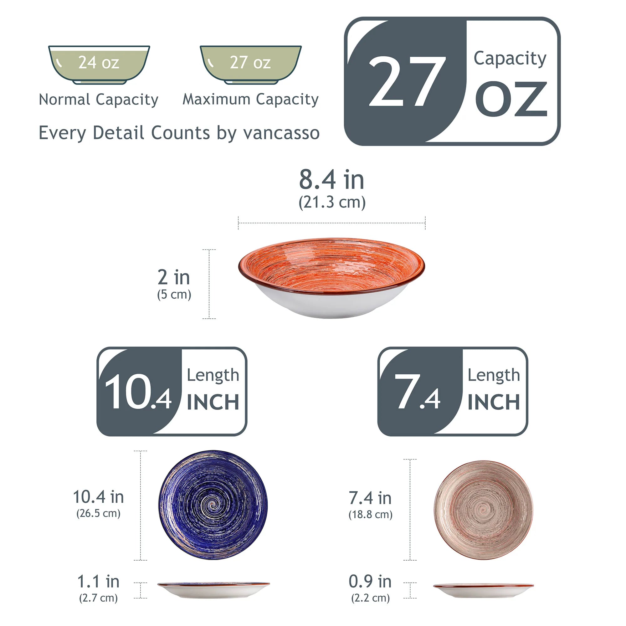 VANCASSO Albero Multicolor Stoneware Dinnerware Set – 18/36 Pieces, Gloss Finish