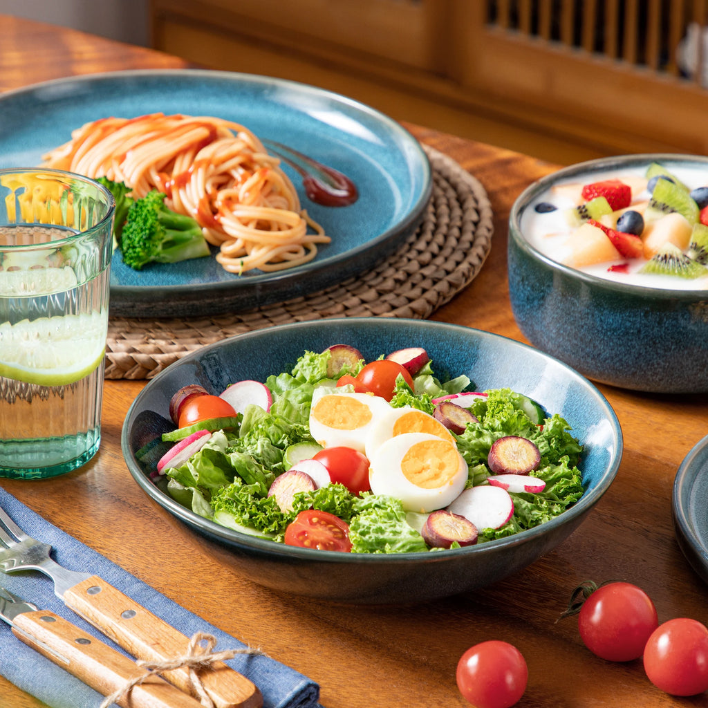 VANCASSO VEGA Reactive Blue Stoneware Dinnerware Set