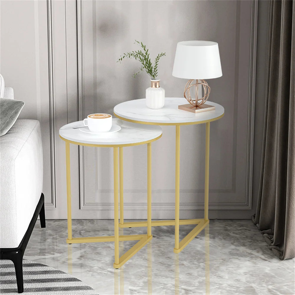 Cambria Marble & Gold Nesting Tables