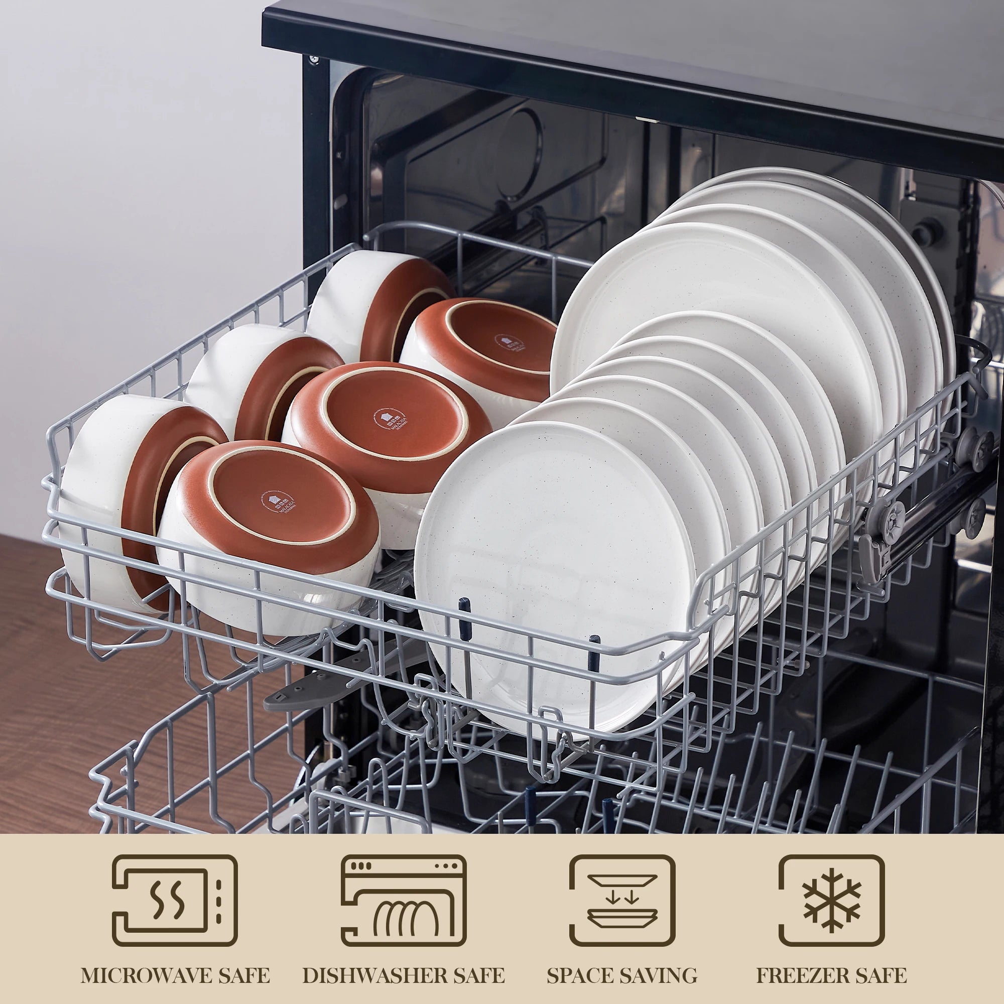 MALACASA Tara Series Stoneware Dinnerware Set - 18/36 Pieces, Available in Multiple Colors