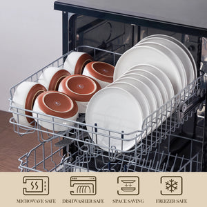MALACASA Tara Series Stoneware Dinnerware Set - 18/36 Pieces, Available in Multiple Colors
