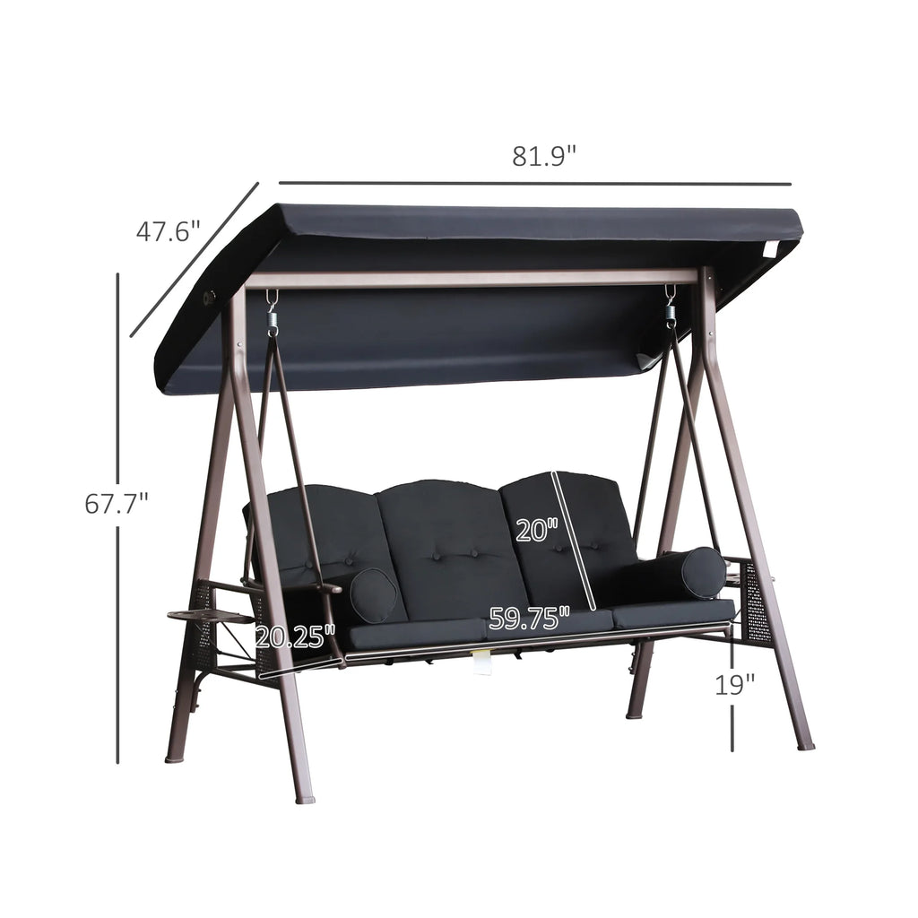 Arcshade Three-Seat Canopy Swing - Black