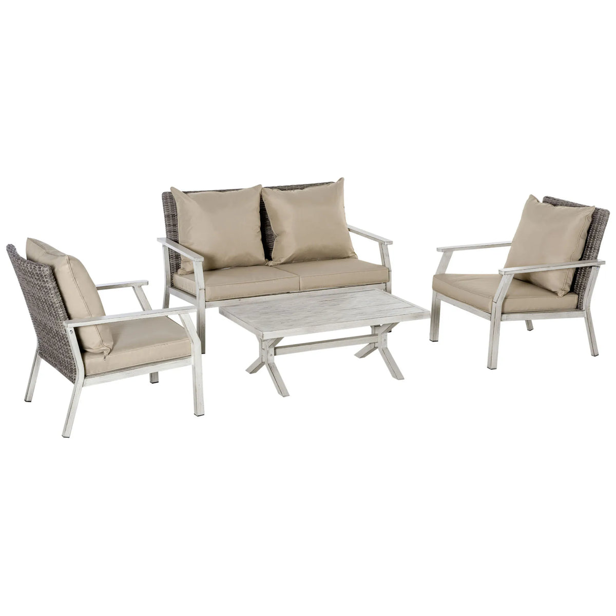 Brielleaf Four-Piece Wicker Patio Conversation Set
