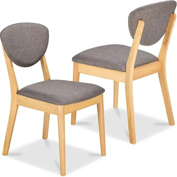 Mid-Century Upholstered Wood Dining Chairs – Set of 2