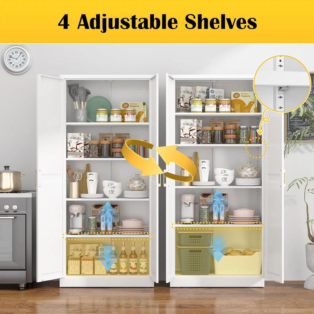Evrienne cabinet illustration showing four height-adjustable shelves