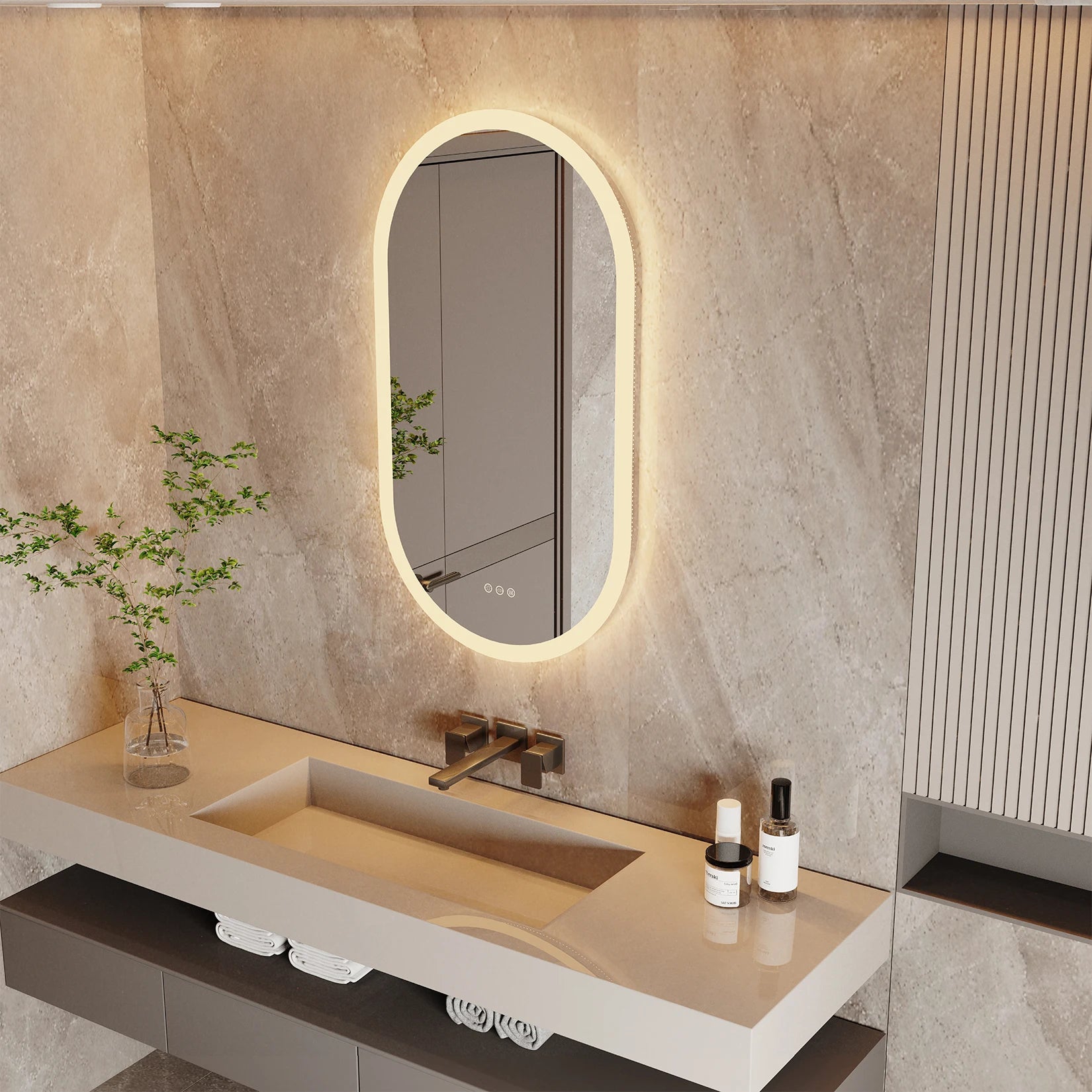 Calista LED Oval Bathroom Mirror