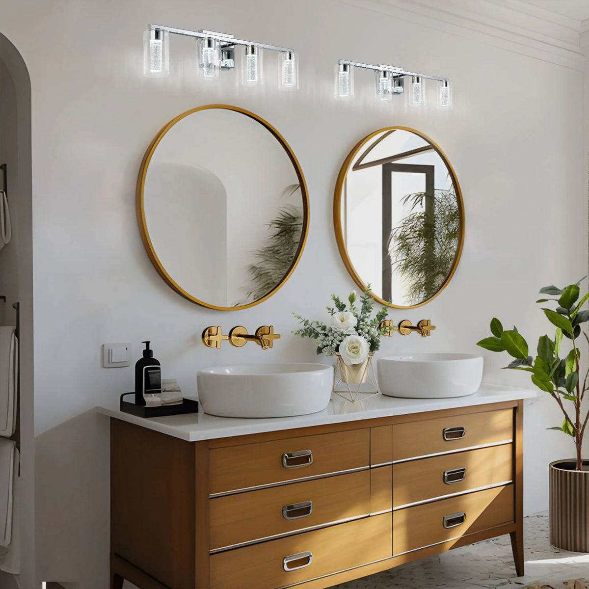 Clarion Four-Light Glass Vanity Sconce