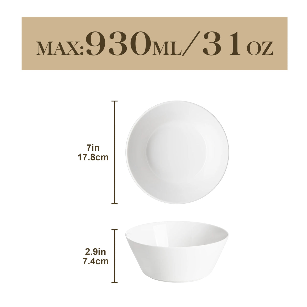 MALACASA Tapered Porcelain Bowl Set