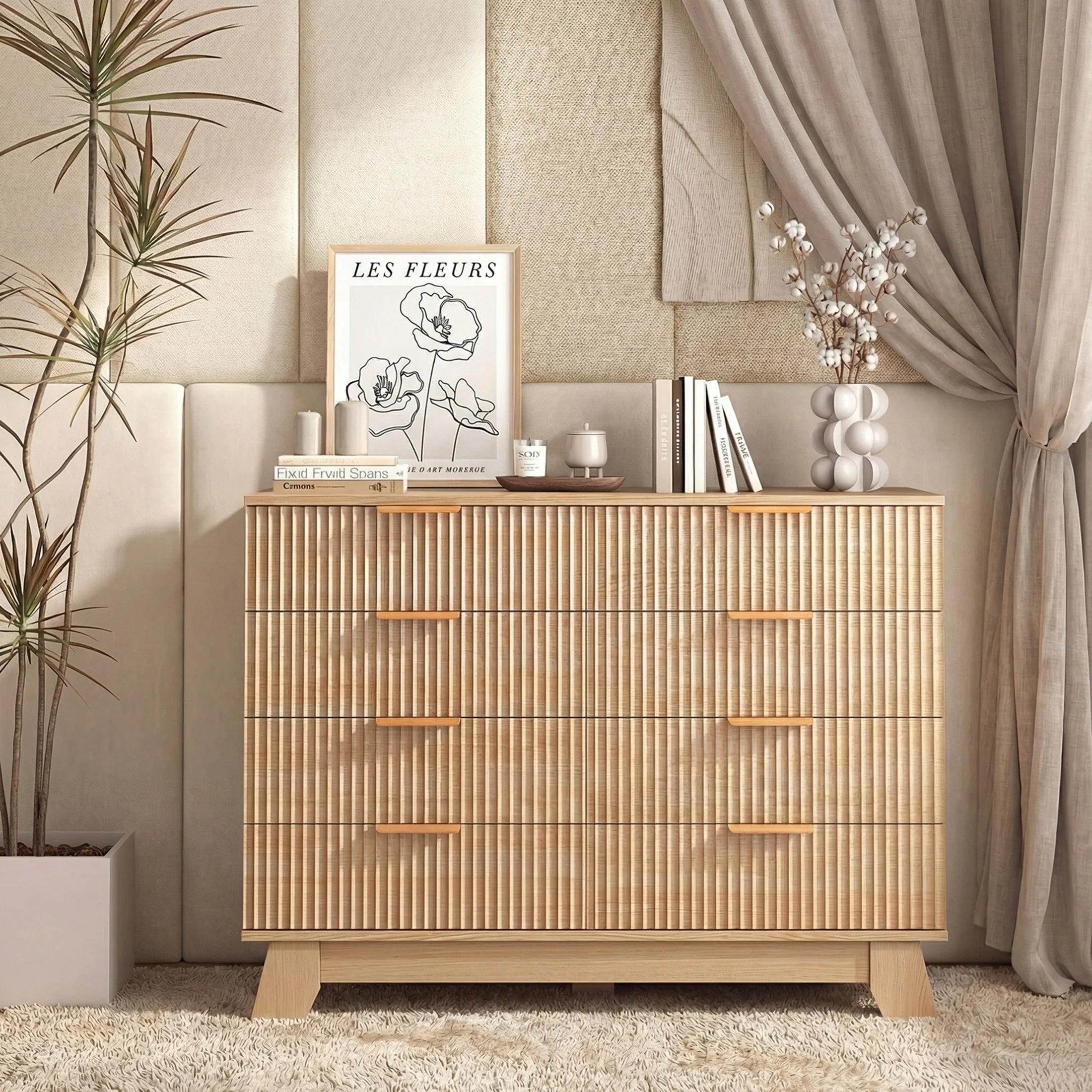 Tressa Fluted Eight-Drawer Dresser