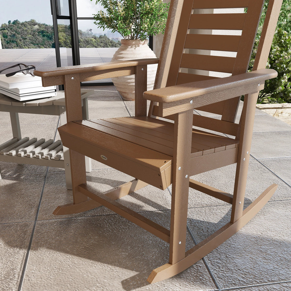 Briarcrest HDPE Outdoor Rocking Chairs, Set of 2 – Brown