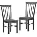 Pair of Novacrest dining chairs with black vertical-slat backs and gray upholstered seats