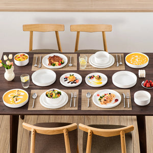 MALACASA Luna Series Ceramic Dinnerware Set - White or Black Rim