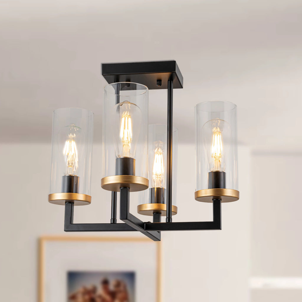 Avelin 4-Light Black Foyer Pendant