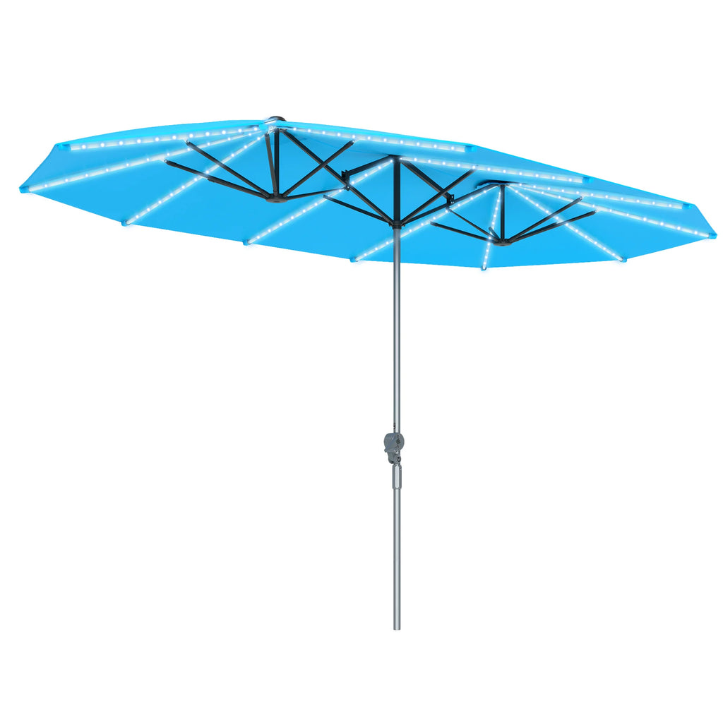 Bluehaven 15′ Solar LED Patio Umbrella – Blue