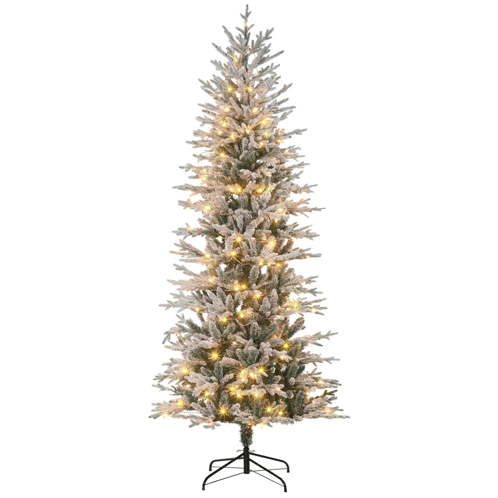 Winterglow snow-flocked pre-lit Christmas tree with warm yellow clear lights