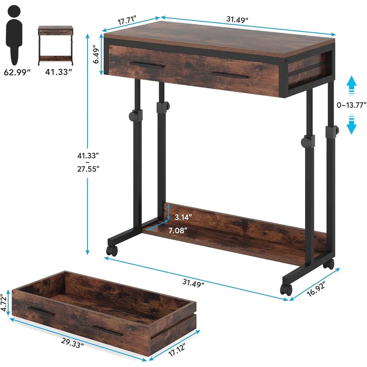 Hudson Adjustable Mobile Desk