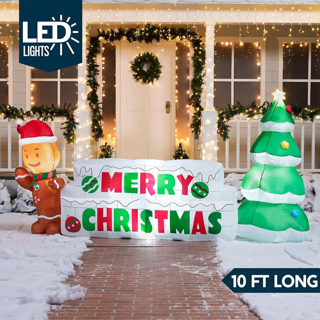 Gingerwish LED-lit Merry Christmas yard sign with a ten-foot length label.