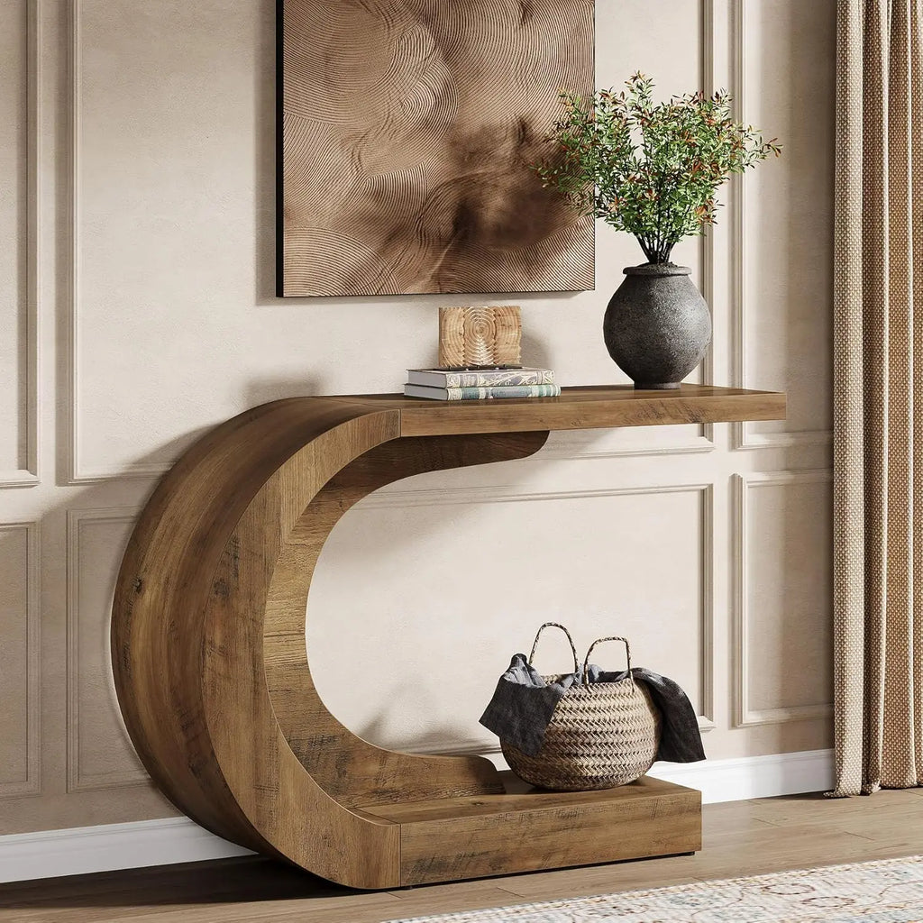 C-Shaped Rustic Console Table