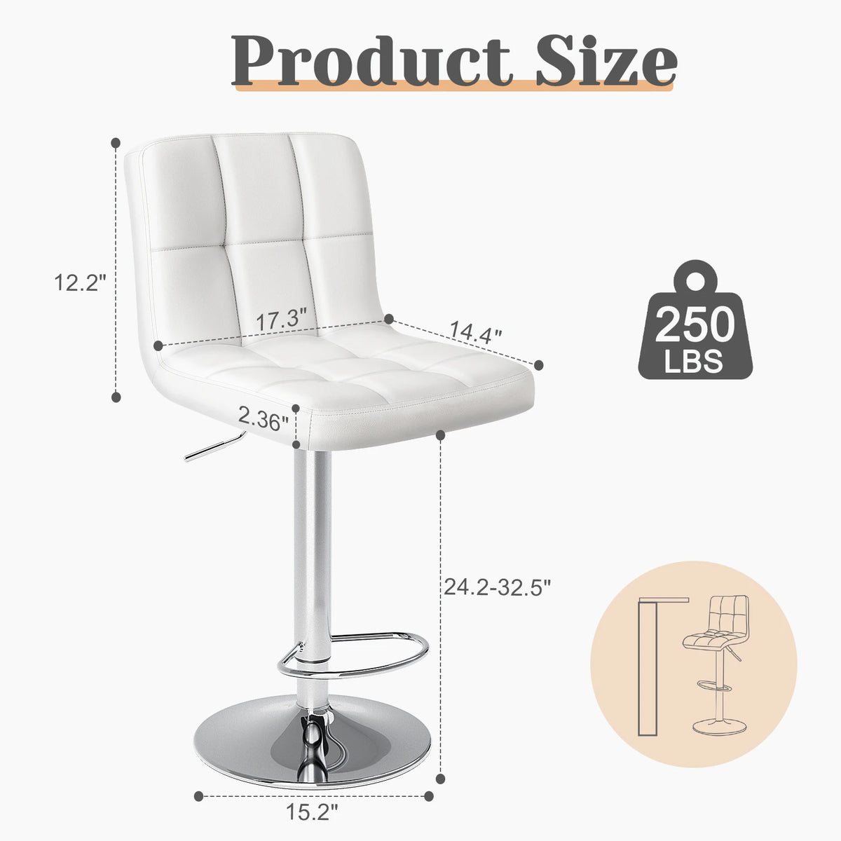 Laurelbloom PU Leather Bar Stool Set of 2