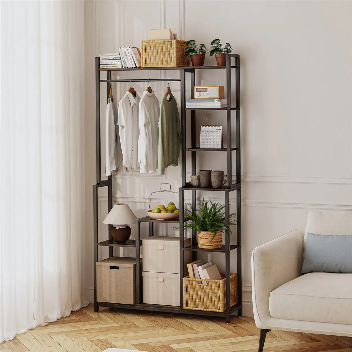 Redford Garment Rack with Display Shelves